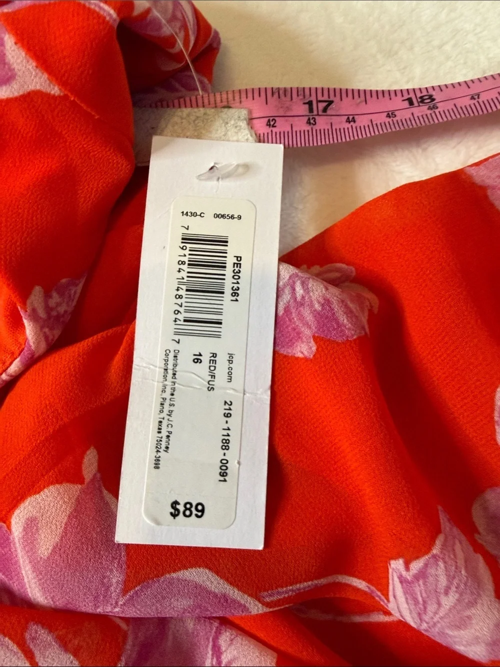 Premier Amour Bright Orange and Pink Floral Pattern Sundress